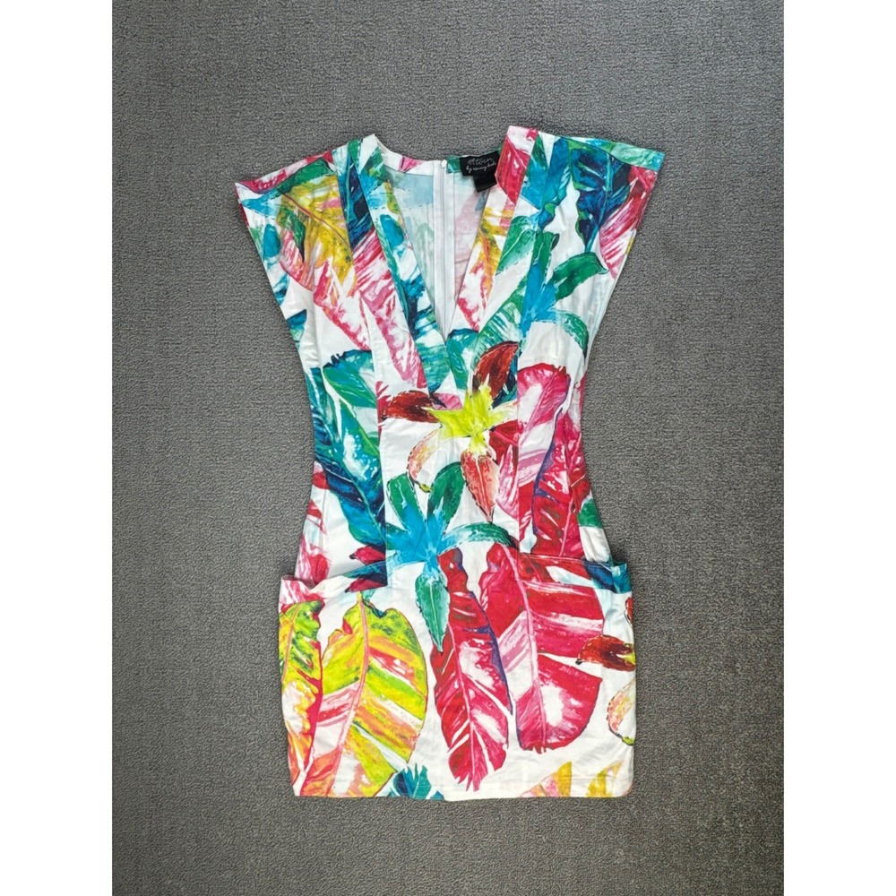 Torn by Ronny Kobo Dress XS Multicolor Tropical Floral Mini Pockets Resort Vacay